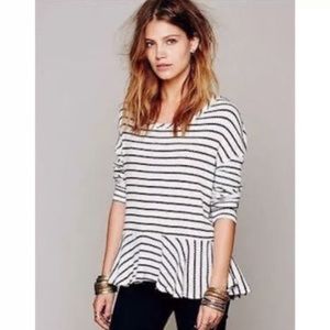 Free People Aunite Em striped peplum sweater